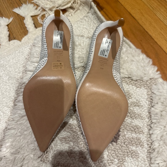 NWT Schutz white rhinestone heels - 8B - Picture 4 of 4